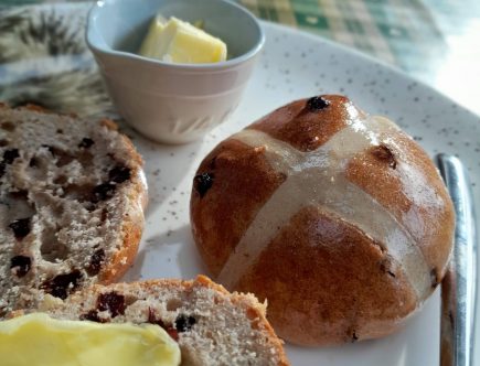 Header image Sourdough Hot Cross Buns by a Hopeful Home.