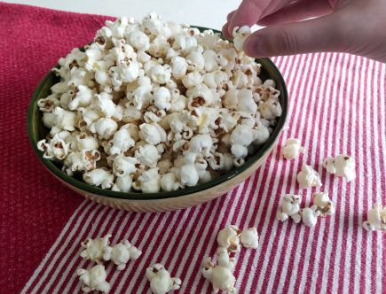 Main image the best stovetop popcorn by a hopeful home.