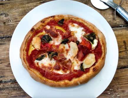 Main image sourdough pizza dough recipe by A Hopeful Home.